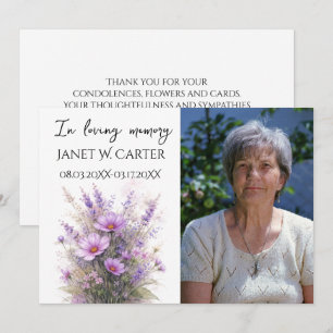 Convites Em Memória Carinhosa Lilás Roxo Floral Funeral