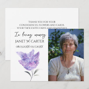 Convites Em Memória Carinhosa Lilás Roxo Floral Funeral
