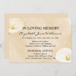 Convites Em memória de amor | Funerais | Lírios Aquarelas