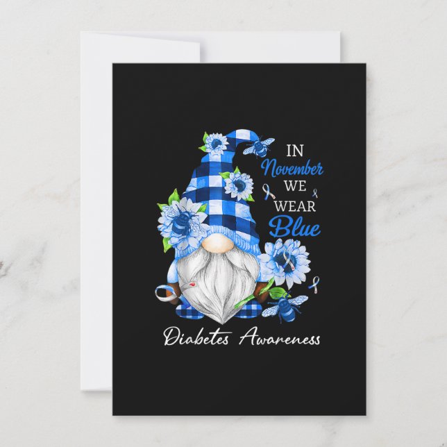 Convites Em Novembro Nós Usamos Azul Gnome Conscientização  (Frente)