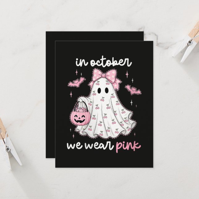 Convites em outubro usamos rosa fantasma Halloween (Frente/Verso In Situ)