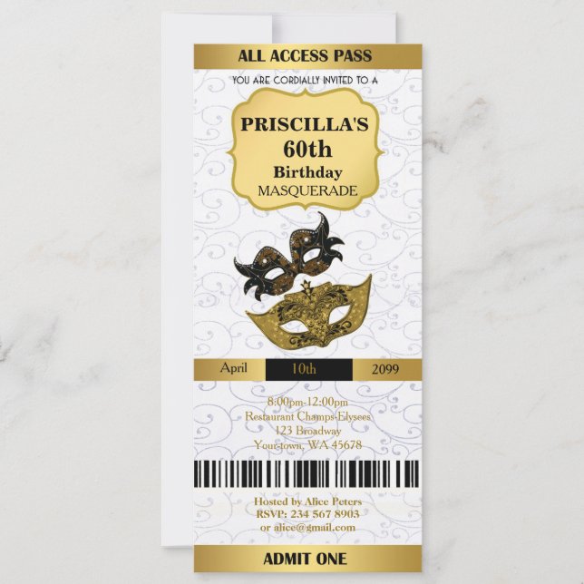 Convites Em qualquer idade, 60º, Convidar a Mulher de Anive (Frente)