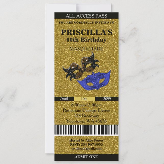 Convites Em qualquer idade, 60º, Convidar a Mulher de Anive (Frente)