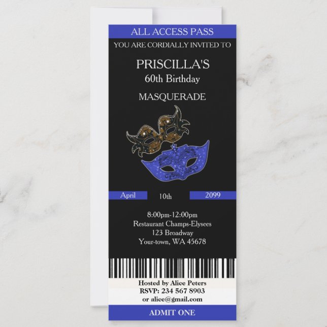 Convites Em qualquer idade, 60º, Convidar a Mulher de Anive (Frente)