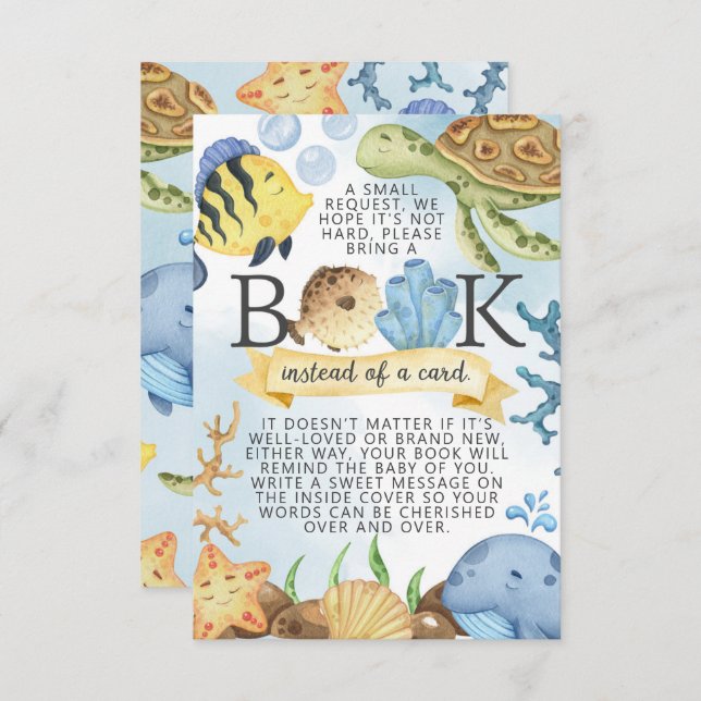 Convites Em Sea Books for Baby Request Card Insert (Livros  (Frente/Verso)