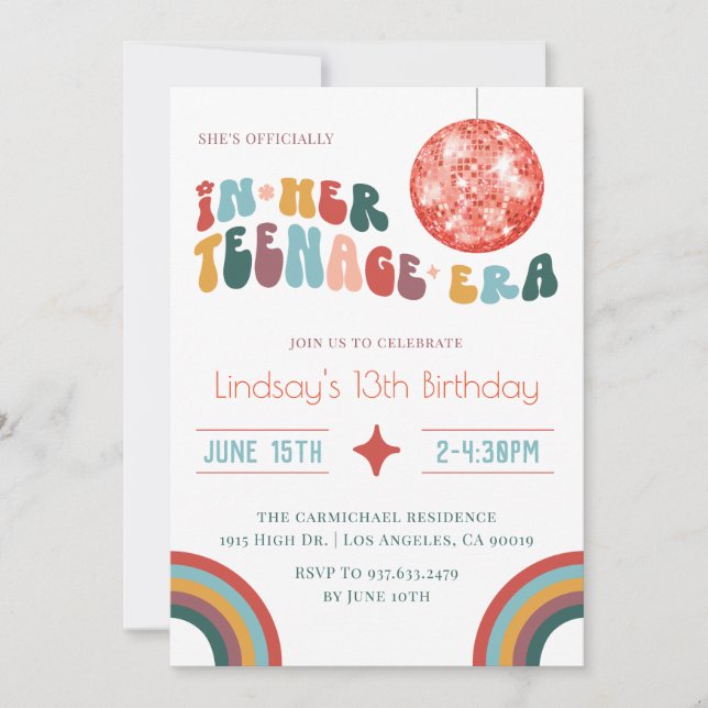 Convites Em Seu Aniversário De Groovy Era (Frente)