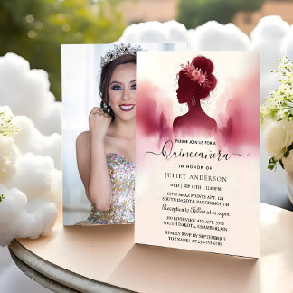 Convites Em Silver Plum Lace Gown Boho Burgundy Quinceanera