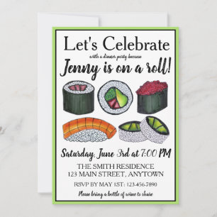 Convites Em uma Celebração de Parabéns (Rolinho de Sushi)