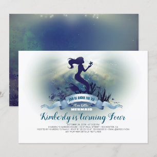 Convites Embaixo do Mar - Sereia e Starfish Aniversário