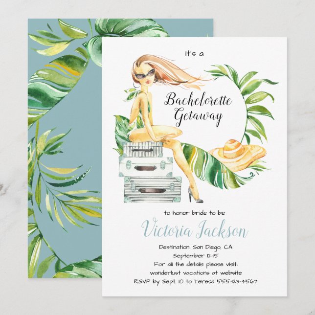 Convites Embarque a sua Bachelorette bolsas Getaway (Frente/Verso)