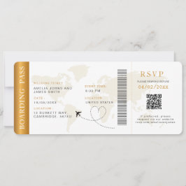 Convites Embarque Pass Destino Casamento QR código Rsvp