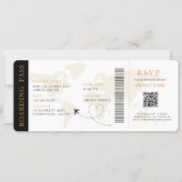 Embarque Pass Destino Casamento QR código Rsvp