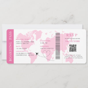 Convites Embarque Pass Destino Casamento QR código Rsvp