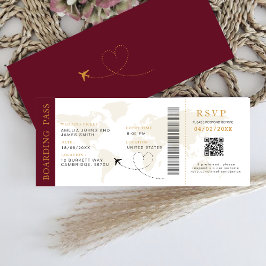 Convites Embarque Pass Destino Casamento QR código Rsvp