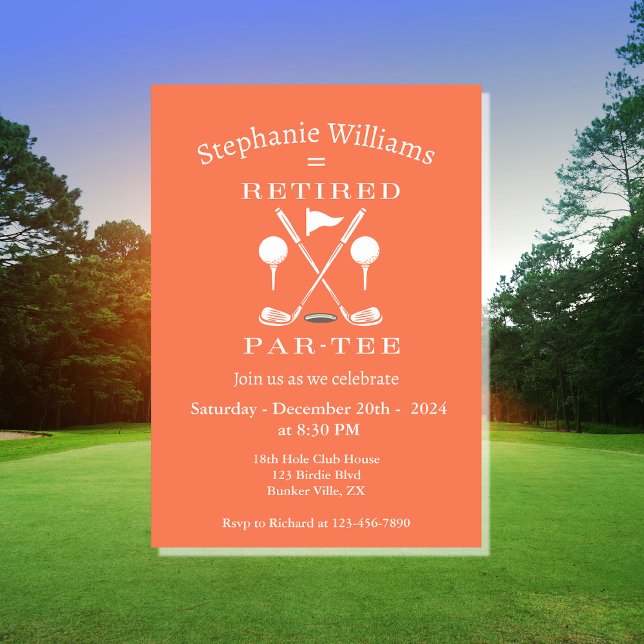 Convites Emblagens de Golfe para Retirada de Mulheres Rosa  (Criador carregado)