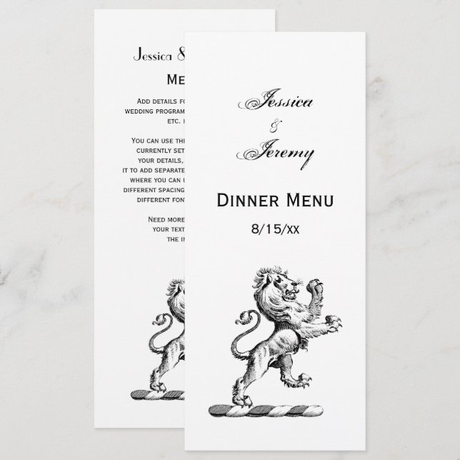 Convites Emblema de Crista com Leão Heráldico em Pé (Frente/Verso)