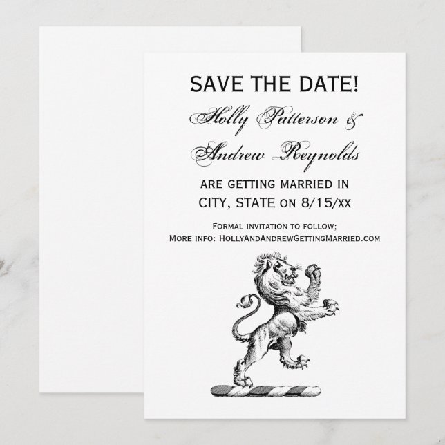 Convites Emblema de Elmo com Leão Heráldico em Pé (Frente/Verso)