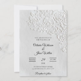 Convites Embossed Roses Deckled Edge Sage Wedding 