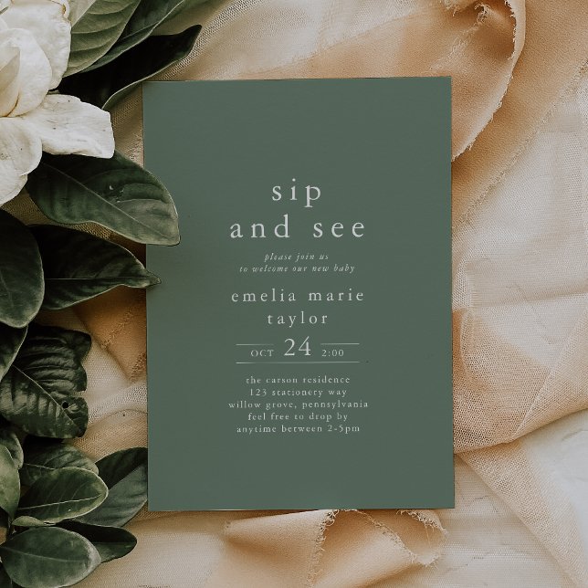 Convites EMELIA Nature Rustic Simple Woodland Sip and See (EMELIA Nature Rustic Simple Woodland Sip and See Invitation)