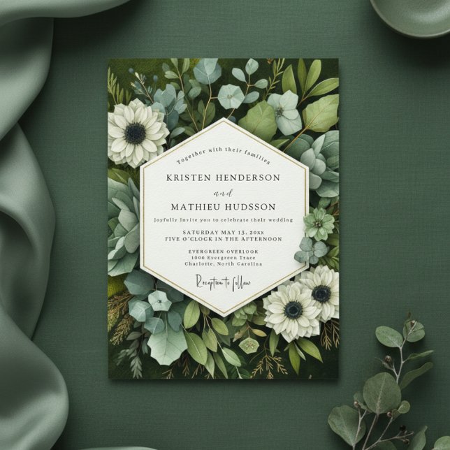 Convites Emerald Bloom Botanical Wedding (Criador carregado)