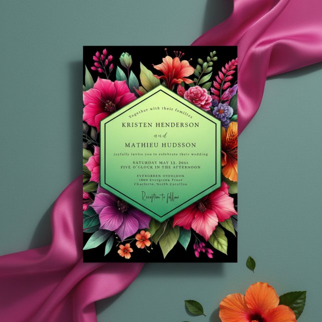 Convites Emerald Bloom Moody Wedding (Criador carregado)