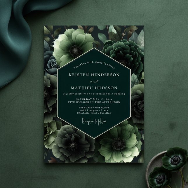 Convites Emerald Bloom Opulent Wedding (Criador carregado)