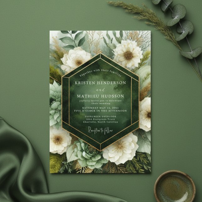 Convites Emerald Botanical Bloom Wedding (Criador carregado)