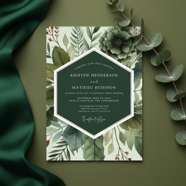 Convites Emerald Botanical Ethereal Wedding (Criador carregado)