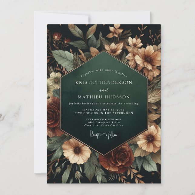 Convites Emerald Chiaroscuro Flora Wedding (Frente)