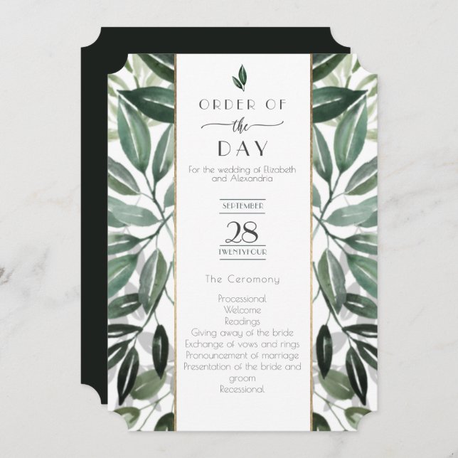 Convites Emerald Forest Gilded Frame Order (Frente/Verso)