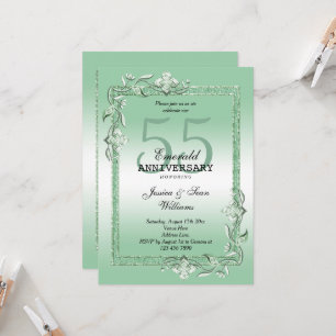 Convites Emerald Gem & Glitter 55th Wedding