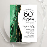 Convites Emerald Green Agate Dourado White 60º aniversário<br><div class="desc">Verde esmeralda, branco e ouro agate 60º convite de aniversário. Elegante design moderno com aquarela agate marble geode background, faux glitter gold e typografia script font. Trendy convida o cartão perfeito para uma comemoração de dia das mulheres na moda. Impressos convites Zazzle ou modelo de impressão digital instantânea para download....</div>