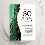 Convites Emerald Green Agate White aniversário de 30 anos D<br><div class="desc">Emerald verde, branco e aniversário de 30 anos convite de festas de agate dourado. Elegante design moderno com aquarela agate marble geode background, faux glitter gold e typografia script font. Trendy convida o cartão perfeito para uma comemoração de dia das mulheres na moda. Impressos convites Zazzle ou modelo de impressão...</div>