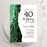 Convites Emerald Green Agate White aniversário de 40 anos D<br><div class="desc">Emerald verde, branco e aniversário de 40 anos convite de festas de agate dourado. Elegante design moderno com aquarela agate marble geode background, faux glitter gold e typografia script font. Trendy convida o cartão perfeito para uma comemoração de dia das mulheres na moda. Impressos convites Zazzle ou modelo de impressão...</div>
