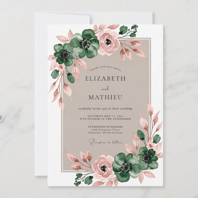 Convites Emerald Green Alluring Botanical Wedding (Frente)