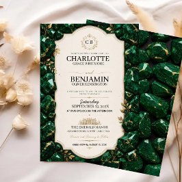 Convites Emerald Green and Gold Luxury Gemstone