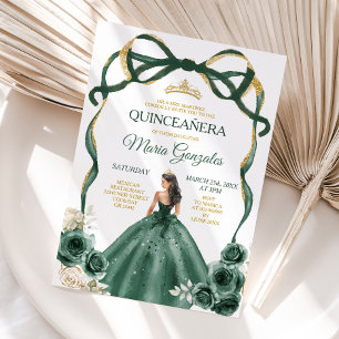 Convites Emerald Green Arco Princesa Dourada Crown Quinceañ