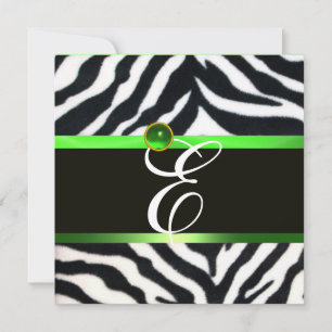 CONVITES EMERALD GREEN BLACK WHITE ZEBRA FUR MONOGRAMA