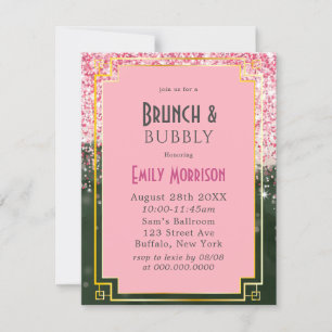 Convites Emerald Green Canyon Rosa Art Deco Brunch e Bubble