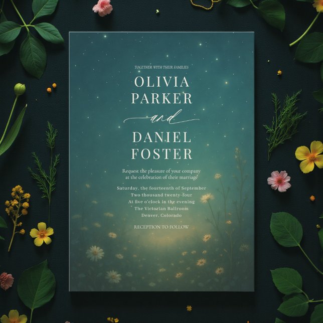 Convites Emerald Green Celestial Meadow Wedding (Criador carregado)
