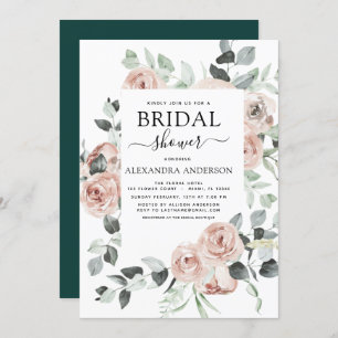 Convites Emerald Green Chá de panela Floral Greenery