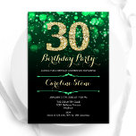 Convites Emerald Green Dourada aniversário de 30 anos<br><div class="desc">convite de festas aniversário de 30 anos. Elegante esmeralda verde e design preto com ouro brilhante falso. Apresenta na moda diamante, luzes e fontes de script. Homens ou mulheres convidam no dia. Perfeito para uma festa de aniversário adulta na moda. Personalize com seus próprios detalhes. Envie-me uma mensagem se precisar...</div>