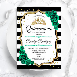 Convites Emerald Green Dourada Quinceanera