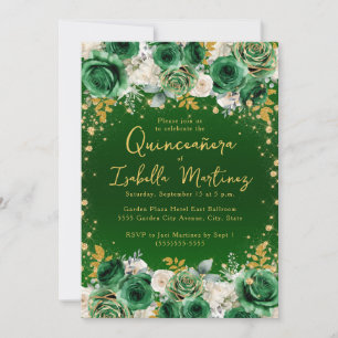 Convites Emerald Green Dourada Quinceañera Sweet 15