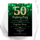 Convites Emerald Green, Dourado 50º aniversário<br><div class="desc">50º convite de aniversário. Elegante esmeralda verde e design preto com ouro brilhante falso. Apresenta na moda diamante, luzes e fontes de script. Homens ou mulheres convidam no dia. Perfeito para uma festa de aniversário adulta na moda. Personalize com seus próprios detalhes. Envie-me uma mensagem se precisar de mais personalização....</div>
