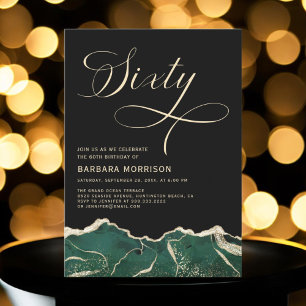 Convites Emerald Green Dourado Agate 60º Sessenta Festa de 
