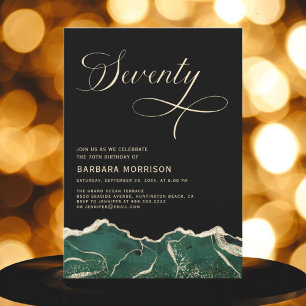 Convites Emerald Green Dourado Agate 70 1 70 Aniversário