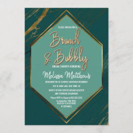 Convites Emerald Green Dourado Geométrico Marble Brunbble