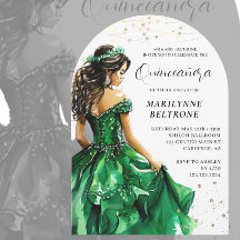 Emerald Green Dourado Princess Quinceañera