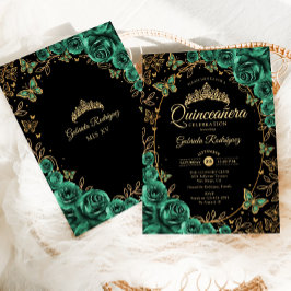 Convites Emerald Green Dourado Quinceanera